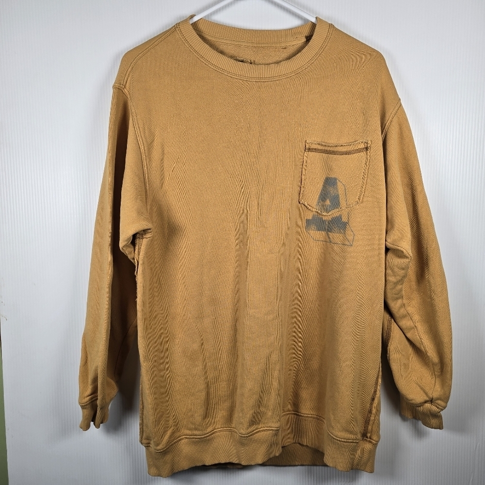 Aerie Signature Logo Crewneck Sweatshirt In Mustard Yellow "A" On Pocket Size S